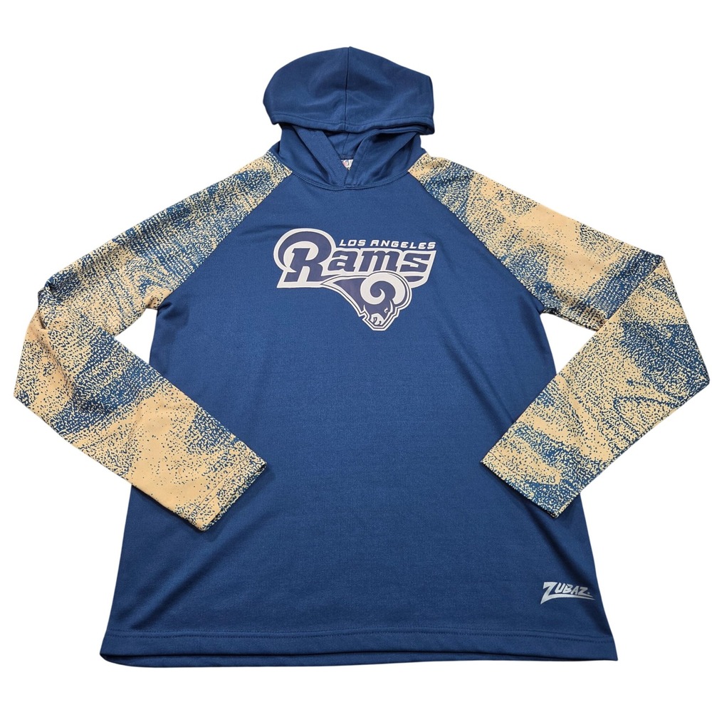 Los Angeles Rams Hoodie Mens Large Blue Gold Zubaz NFL Zebra Raglan Pullover